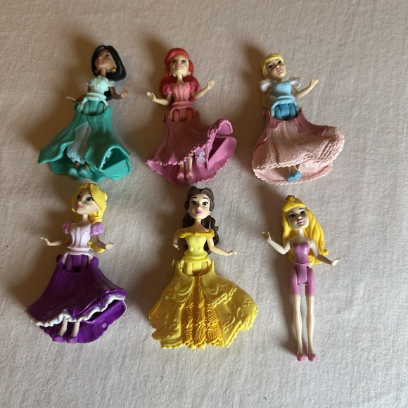 Hasbro Other - Disney Princess Royal Clips Doll Lot of 6 Mini Dolls w/ 5 Clip On Dresses As Is